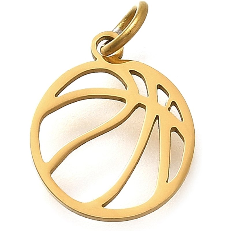 304 Stainless Steel Basketball Charm with Jump Ring, 18K Gold Plated — Charms & Pendants