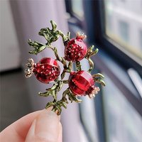 Pomegranate Enamel Brooches for Backpack and Clothing, Crimson