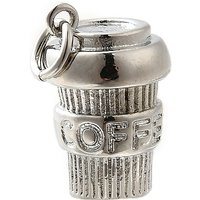 Brass Coffee Cup Charms with Jump Ring, Cadmium and Lead Free