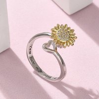 Bagues ouvertes rotatives pour femmes avec zircon cubique — Bijoux fantaisie