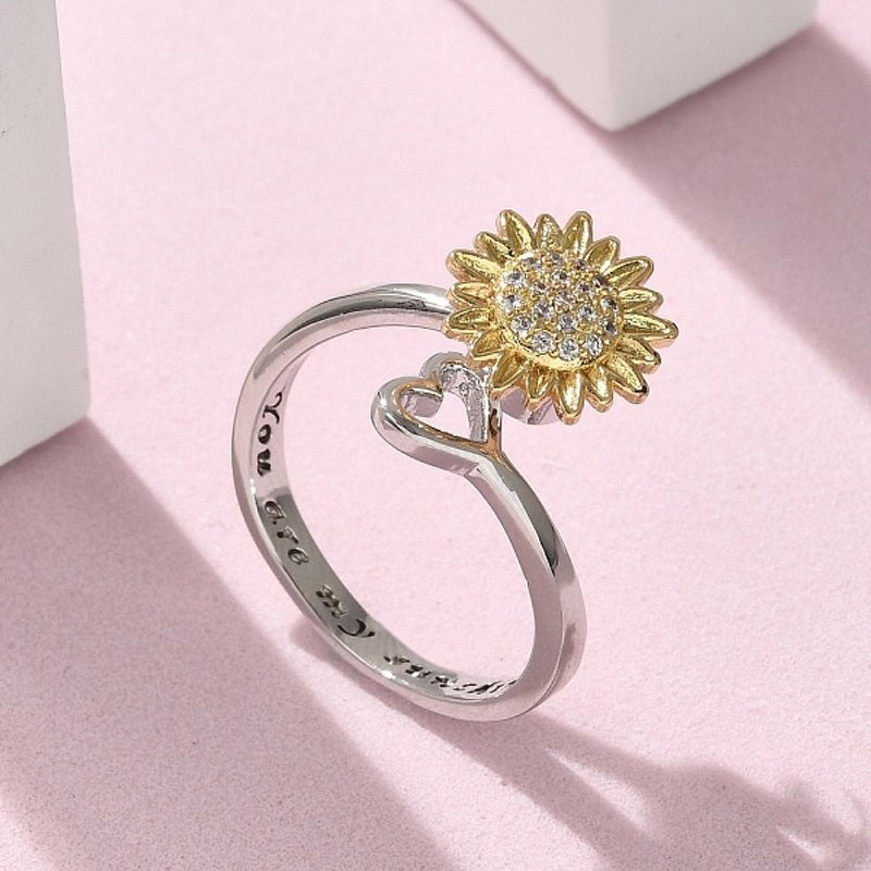 Bagues ouvertes rotatives pour femmes avec zircon cubique — Bijoux fantaisie