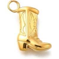 Charm en acier inoxydable 304, bottes de cowboy, plaqué or 14K