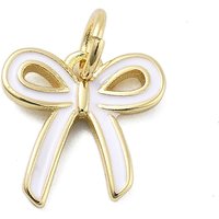 Charm en Émail de Laiton en Forme de Nœud Papillon avec Anneau de Saut, Plaqué Or 18K