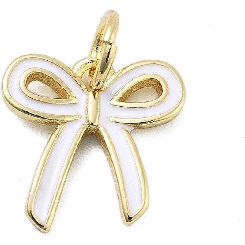 Brass Enamel Bowknot Charm with Jump Ring, 18K Gold Plated — Charms & Pendants