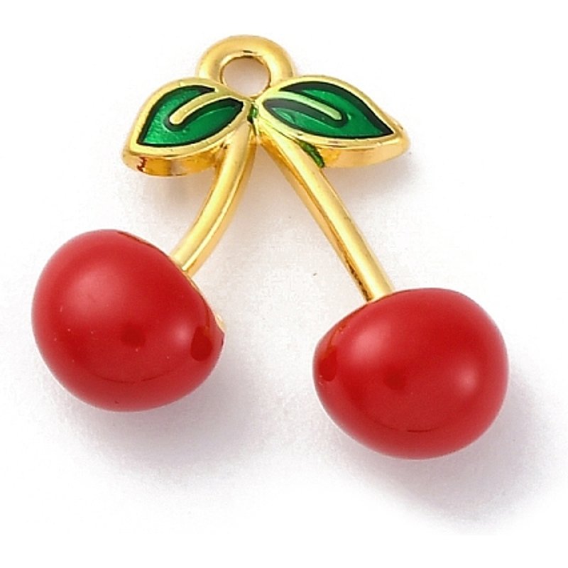 Pendentif Cerise en Acier Inoxydable 304, Plaqué Or 18K — Breloques et pendentifs