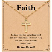 Cross 201 Stainless Steel Mustard Seed Pendant Necklace for Women