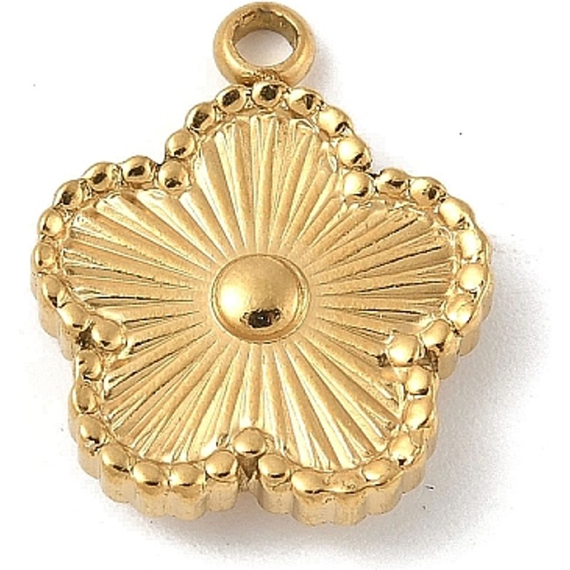 Pendentif en Acier Inoxydable 304, Charm Fleur, Plaqué Or 18K — Breloques et pendentifs