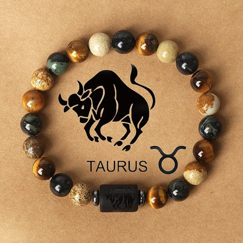 Bracelets Élastiques en Œil de Tigre et Jasper pour 12 Constellations — Bracelet Femme