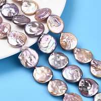 Natural Baroque Keshi Pearl Beads Strands, Flat Round, Thistle