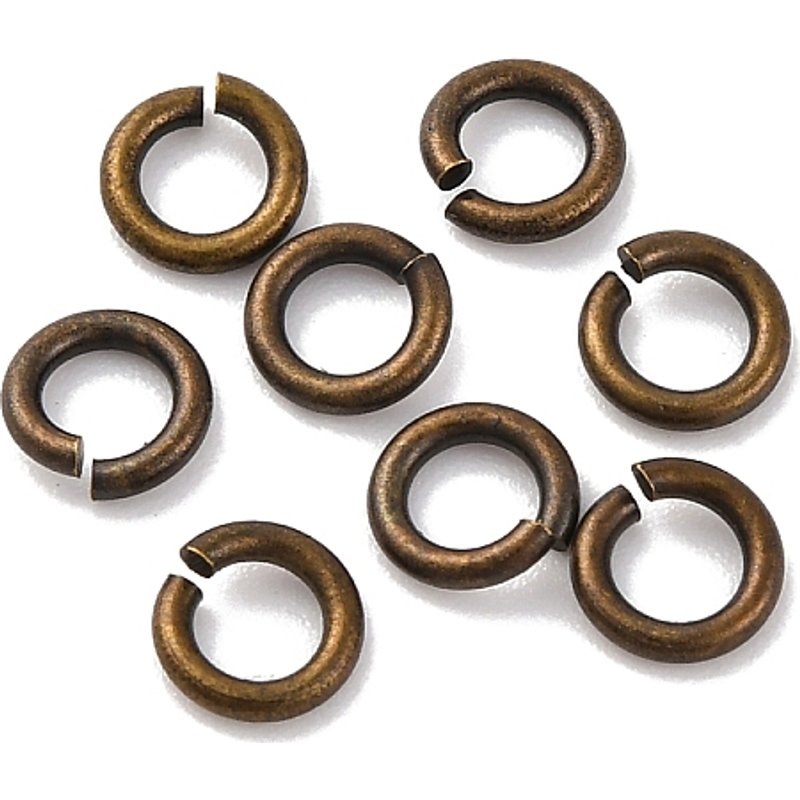 Anneaux ouverts en laiton, bronze antique, 5x1mm, 714pcs/50g — Accessoires pour bijoux