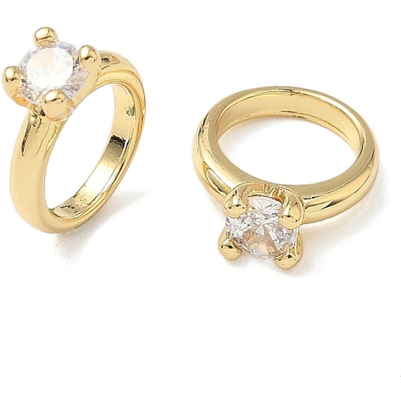 Brass Pave Cubic Zirconia Charm Ring, 18K Gold Plated — Charms & Pendants