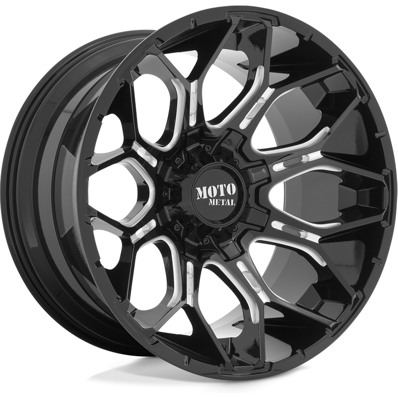 Moto Metal MO808 Sniper Gloss Black Milled Wheels - 20x10 -6x135 — Wheels & Rims