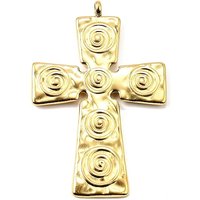 Pendentif Croix en Acier Inoxydable 304 avec Finition Dorée