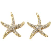 Pendentifs Étoile de Mer en Zircon Cubique Micro Pave en Laiton avec Anneau de Saut