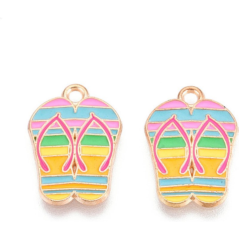 Pendentifs en Émail à Thème Plage, Tongs Doré Clair — Breloques et pendentifs