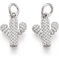 Brass Cactus Charm with Jump Ring, Cadmium Free and Lead Free