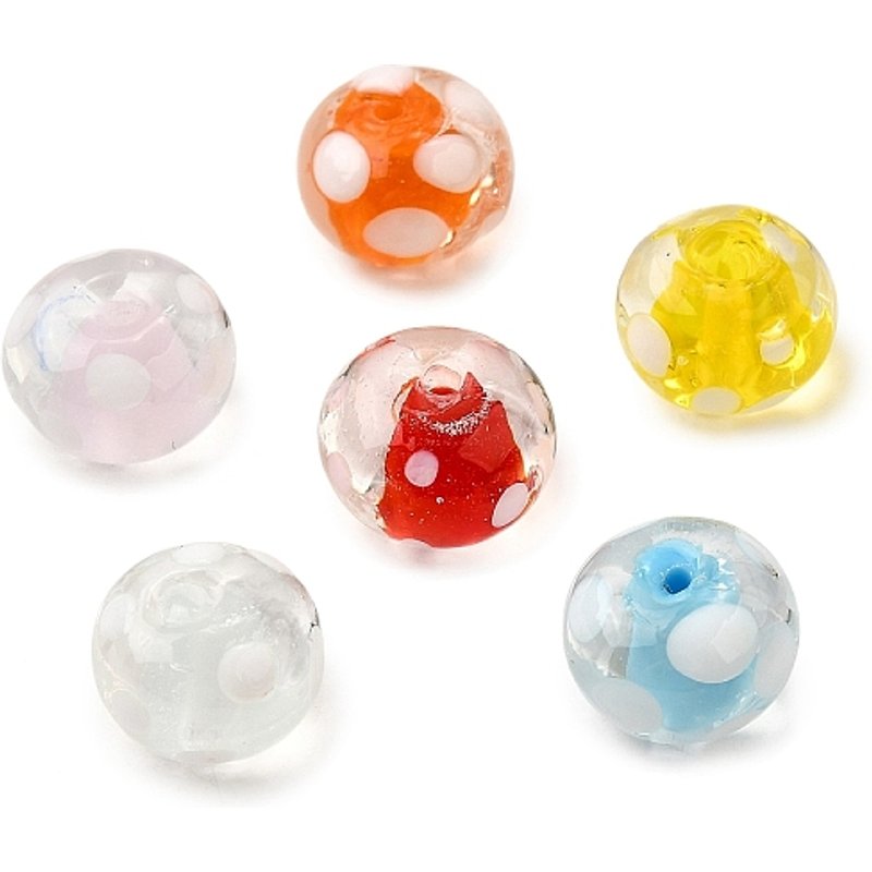 Perles en Verre Soufflé à la Main, Rondelle à Pois, Couleurs Mixtes — Perles à bijoux