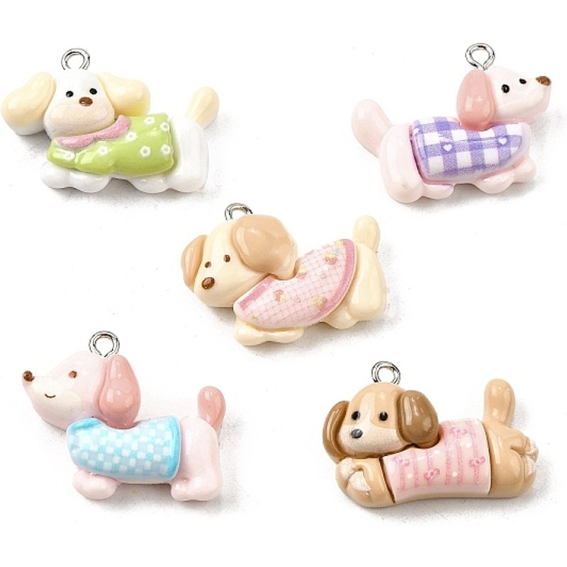 Pendants en Résine Opaque, Chien, Platine, 20-21x26-28x8-8.5mm — Breloques et pendentifs