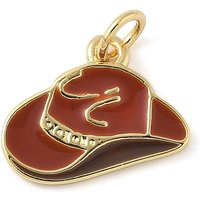 Brass Enamel Cowboy Hat Charms with Jump Ring, 18K Gold Plated