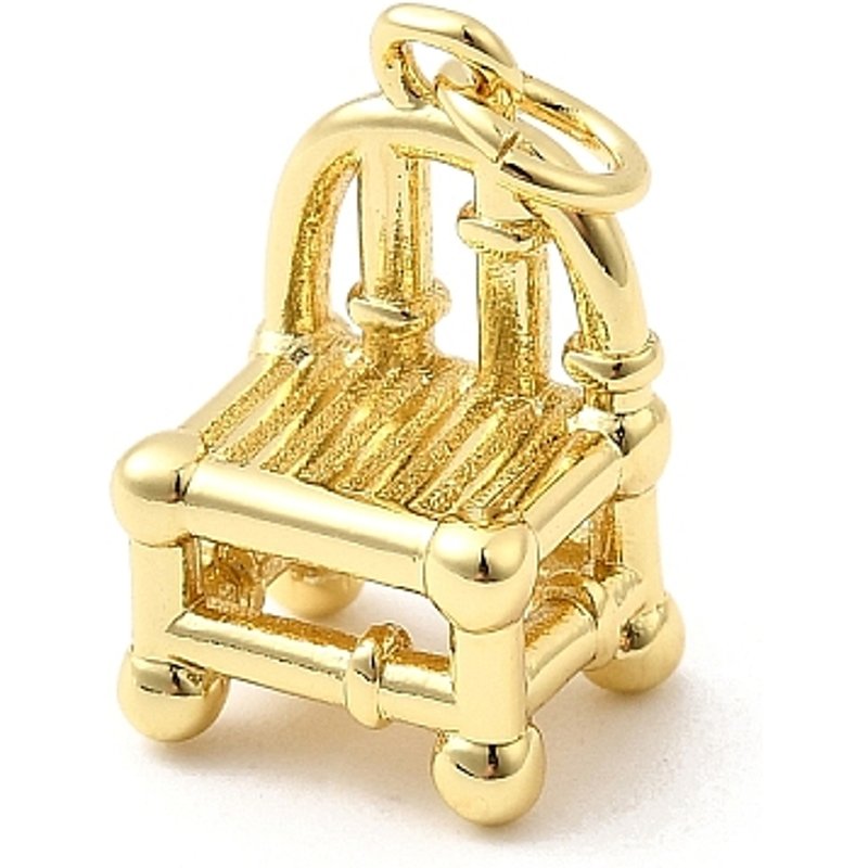 Pendentif en laiton, Chaise en bambou, plaqué or 18K — Breloques et pendentifs