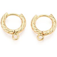 Brass Hoop Earring Findings, 18K Gold Plated, Nickel Free