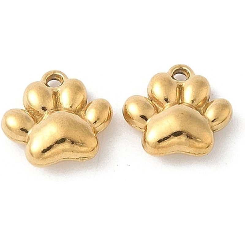 Charm en Acier Inoxydable avec Plaquage en Or 18K - Empreinte de Patte — Breloques et pendentifs