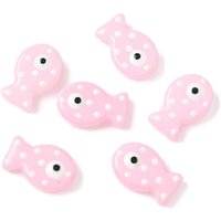 Handmade Lampwork Enamel Fish Beads in Misty Rose