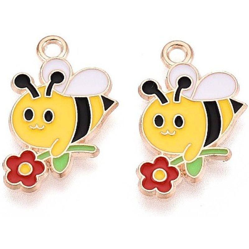 Pendentif Charm Abeille en Émail Alliage Or Clair — Breloques et pendentifs