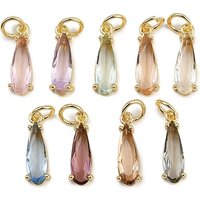 Brass Micro Pave Cubic Zirconia Teardrop Charms with Jump Ring