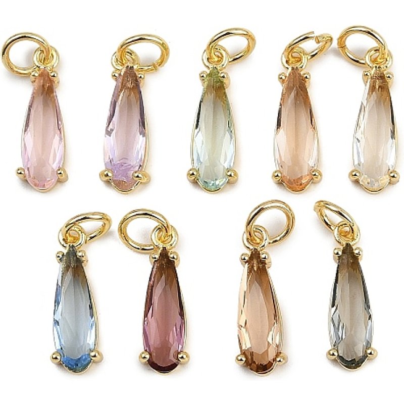 Brass Micro Pave Cubic Zirconia Teardrop Charms with Jump Ring — Charms & Pendants