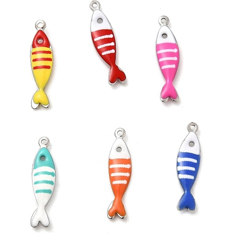 304 Stainless Steel Enamel Marine Animal Charm - Fish
