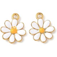 304 Stainless Steel Flower Charms with Enamel and Ion Plating