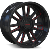 Roues Mayhem 8115 Apollo Noir Brillant Rouge Fraisé - 20x10 - 6x135