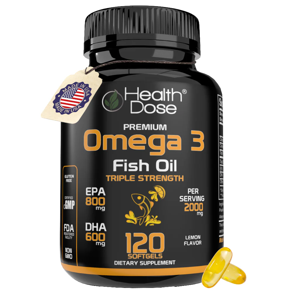 HealthDose Premium Omega 3 Fish Oil Triple Strength x 120 Softgels - Pack 1 — Wellness Supplements