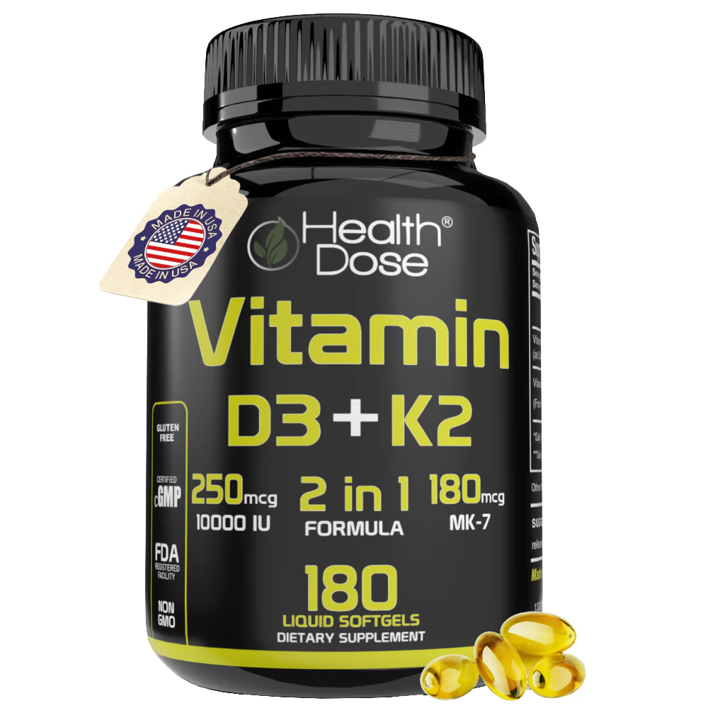 Rapha Health Network International HealthDose Vitamine D3 10 000 UI + K2 180 Gélules — Suppléments de bien-être