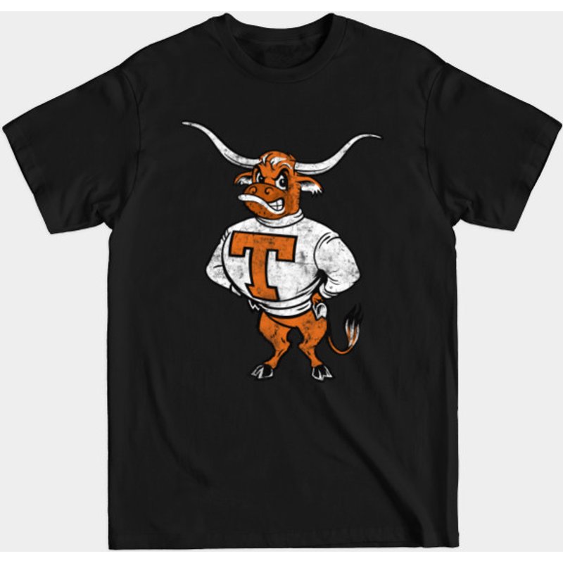 T-shirt Distressed Longhorn Mascot pour Hommes - Texas — T-shirts pour hommes