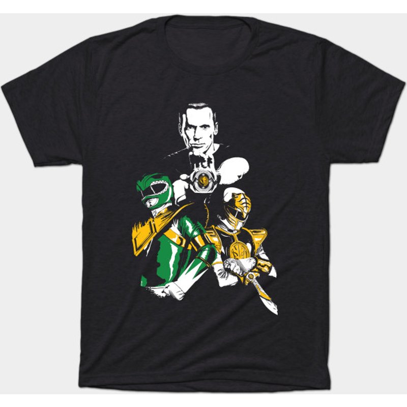 T-shirt pour hommes Power Rangers vert et blanc