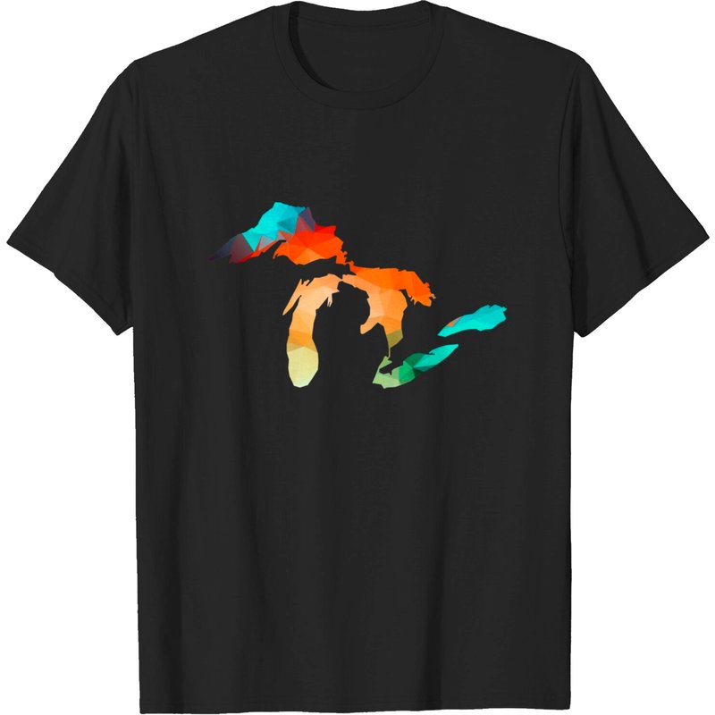 Michigan Great Lakes Fractal Colors Men's T-Shirt — Mens T Shirts