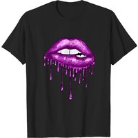 Drip Purple Lips Men's T-Shirt in Black