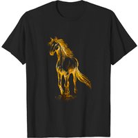 T-shirt avec Cheval Doré pour Hommes - Idée Cadeau Amoureux des Chevaux — T-shirts pour hommes