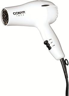 Conair Hair Dryer, 1875W Mid-Size Blow Dryer, White, Travel hair dryer
