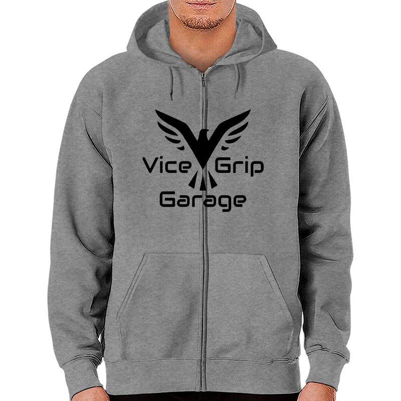 Hoodies Zippés Vice Grip Garage pour Unisexe en Gris Sport — Sweats à capuche pour hommes
