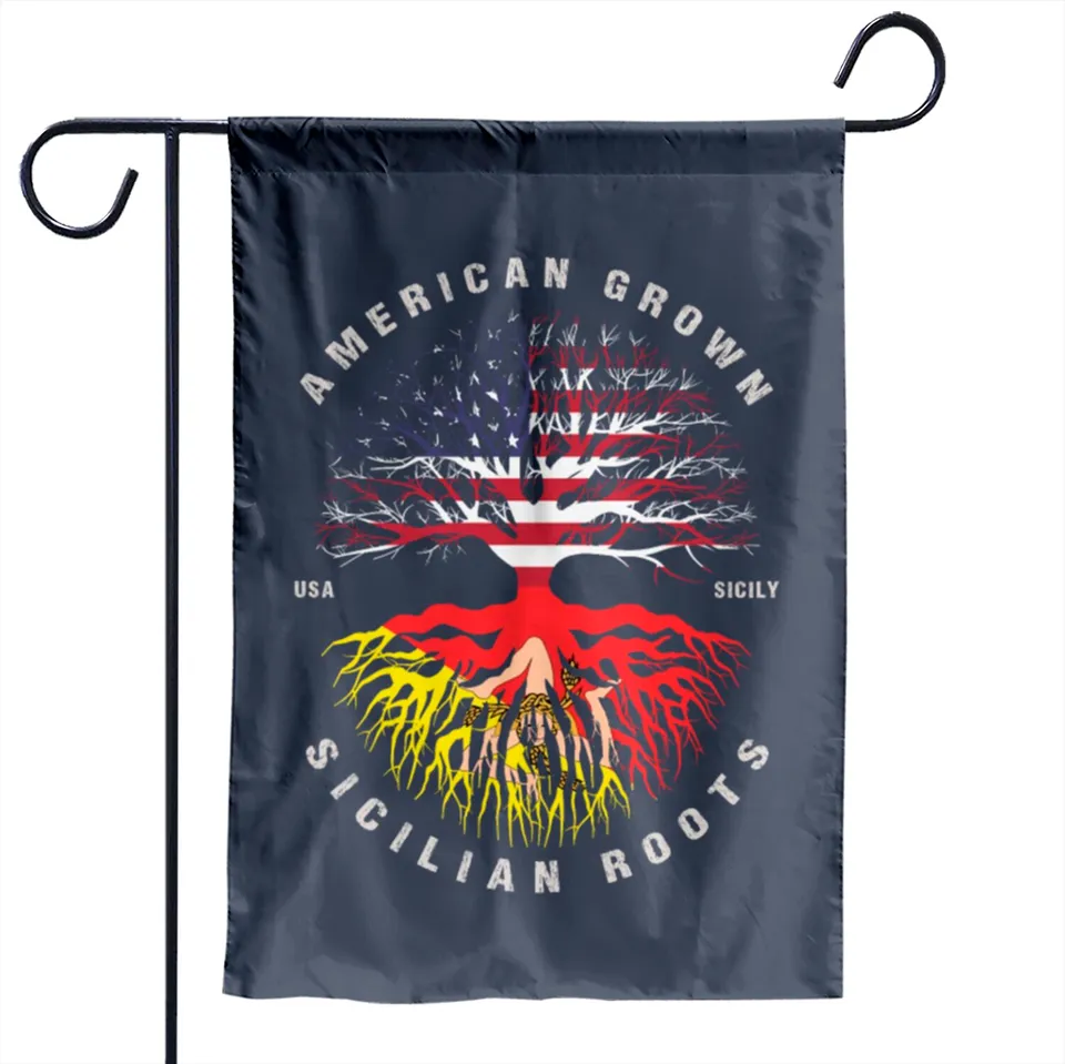American Grown Sicilian Roots Sicily Garden Flag — Decorative Flags