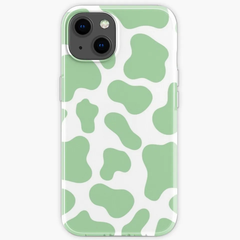 Sage Green Cow Print Phone Case for iPhone