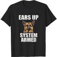 German Shepherd Ears Up System Armed T-Shirt for Men