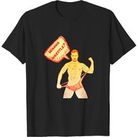 T-shirt Wanna Wrestle? Gay pour hommes en noir — T-shirts pour hommes