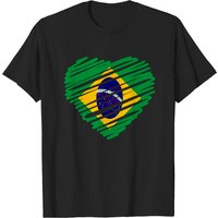 T-shirt Drapeau Brésilien pour Hommes en Noir