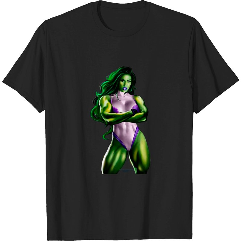 T-shirt She-Green-Angry Girl Hulk pour hommes noir