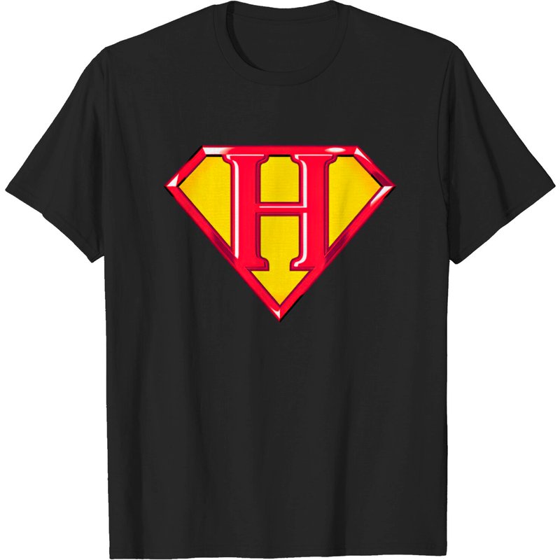 Super H - T-shirt Superman pour hommes en noir — T-shirts pour hommes