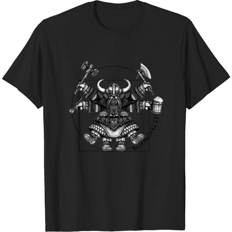 T-shirt noir pour hommes Vitruvian Dwarf — T-shirts pour hommes